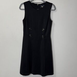 Tommy Hilfiger Black Double-Breasted Mini Dress size 4 a line w zip up back 2668